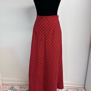 Susan Bristol Red and Black Plaid Maxi Skirt